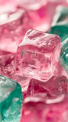 Aufkleber - digital technology pink and green ice illustration poster background