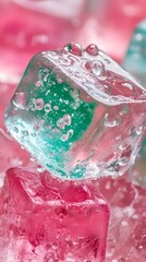 Aufkleber - digital technology pink and green ice illustration poster background