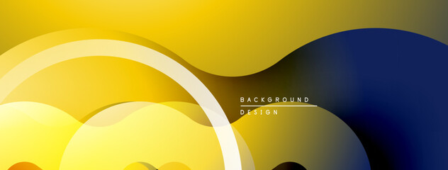 Poster - Abstract yellow, navy design. Overlapping curves create dynamic visual flow. Modern background suitable for digital projects.