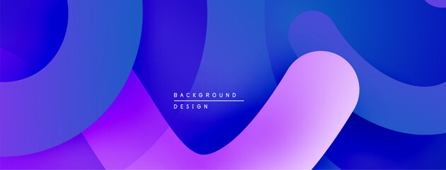 Poster - Abstract fluid shapes, vibrant blues, purples create modern background. Smooth gradients offer dynamic visual experience.