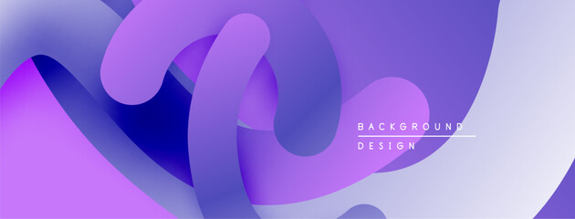 Poster - Abstract fluid shapes, purple hues dominate. Gradient colors blend smoothly creating dynamic composition. Modern design element.