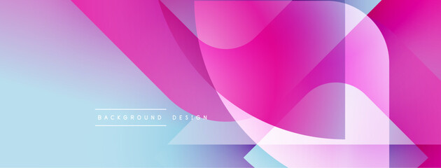 Aufkleber - Abstract geometric shapes overlap, creating vibrant gradient background. Pink, purple, blue hues dominate composition. Modern design element.