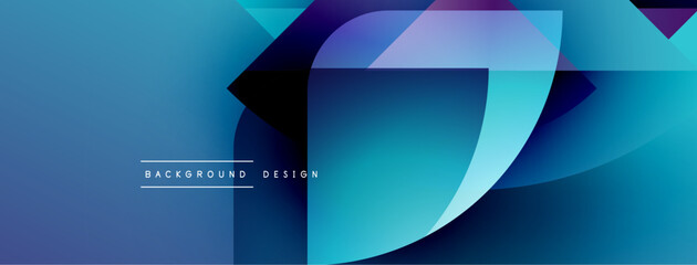 Poster - Abstract blue design features flowing shapes, gradients. Modern aesthetic with layered elements, text reads background design.