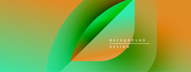 Poster - Abstract fluid shapes blend orange, green hues. Modern design features smooth gradients, dynamic composition. Text reads background design.
