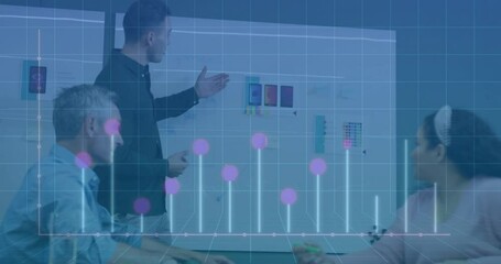Poster - Presenter pointing at sketch and initiating tech chart overlay showing goals during design meeting