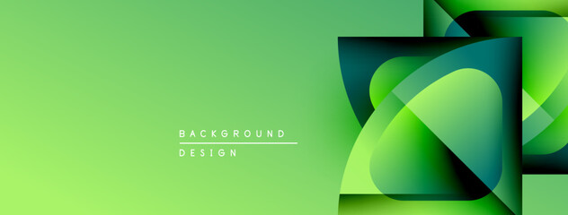 Poster - Abstract green gradient shapes overlap. Modern design, vibrant colors, smooth transitions create dynamic visual effect. Minimalist style.