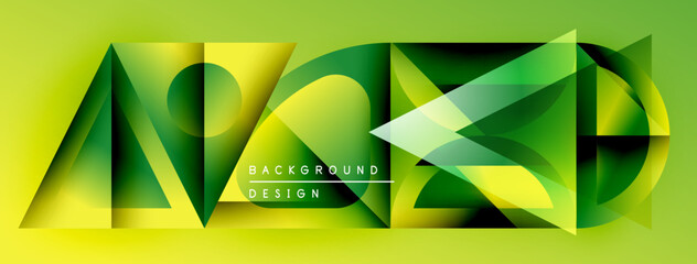 Poster - Abstract geometric shapes, vibrant green hues, dynamic composition. Modern design elements create striking visual impact.