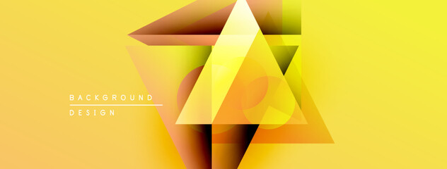 Aufkleber - Abstract geometric design. Yellow, orange gradients create layered triangular shapes. Modern background for digital projects.