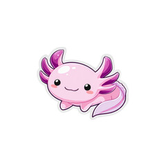 Aufkleber - Charming pink axolotl cartoon illustration with a friendly expression