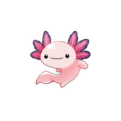 Poster - Cheerful cartoon axolotl illustration on a white background for children