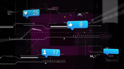 Poster - Grid backdrop opening with purple panel then bubbles popping fading sliding visualizing metrics