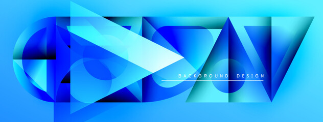 Poster - Abstract geometric shapes, blue gradients, dynamic composition. Modern design element for backgrounds, presentations, digital art.