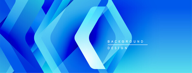 Poster - Abstract blue layers create dynamic visual effect. Gradient shades suggest depth, modern design elements present.