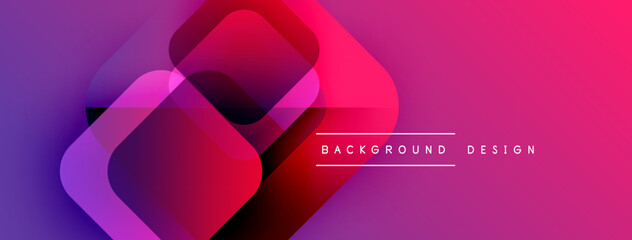 Poster - Abstract gradient shapes overlap. Vibrant pinks, purples, blues create modern visual effect. Text reads background design.