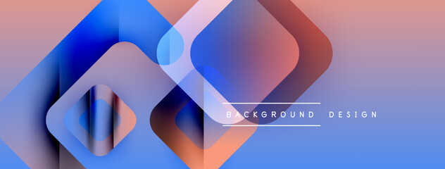 Poster - Abstract geometric shapes overlap, creating vibrant gradient effect. Soft blues, pinks blend seamlessly. Modern design element.