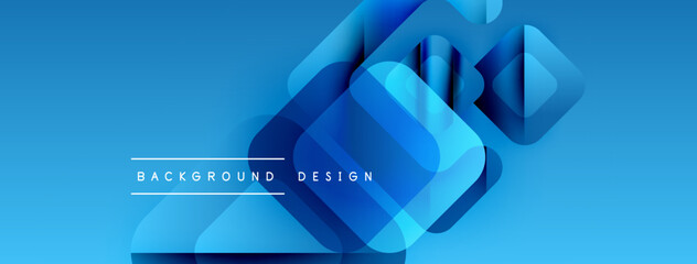 Fototapete - Abstract blue design features layered geometric shapes. Modern, vibrant, clean aesthetic suitable for backgrounds, presentations.