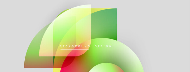 Poster - Abstract colorful shapes overlap, creating dynamic background. Gradient hues blend, offering modern visual appeal. Text reads background design.