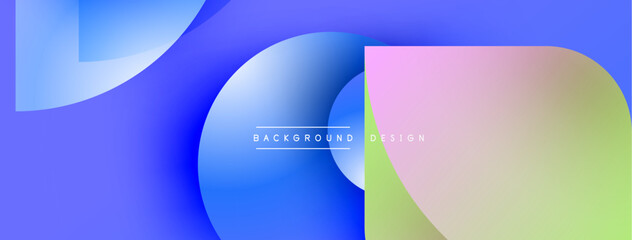 Aufkleber - Abstract shapes overlap, creating vibrant blue, pink, green gradients. Modern design elements suggest digital art, background texture.