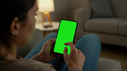 Person using mobile phone green screen