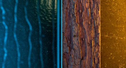 Poster - A blue and brown wooden surface with a blue stripe running down the middle