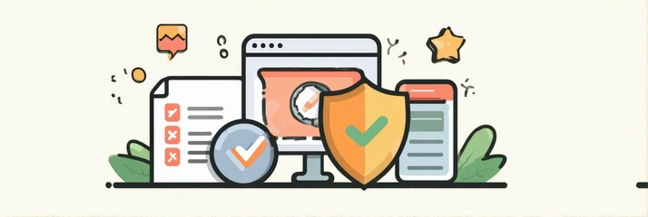 Poster - Digital Privacy Best Practices Checklist Featuring Icons and Graphics of Browser and Shield