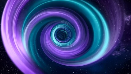 Wall Mural - A vibrant cosmic vortex swirling with shades of purple and teal, suggesting a journey through space