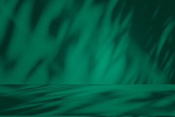 Poster - Wall interior background, studio and backdrops show products. with leaf shadow from window color green and white. background for text insertion and presentation of product	
