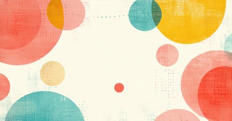 Leinwandbilder - Abstract circles overlap, creating textured background. Warm, cool colors blend, offering simple visual appeal. Minimalist design.