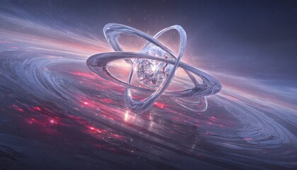 Wall Mural - Cosmic atom in swirling nebula