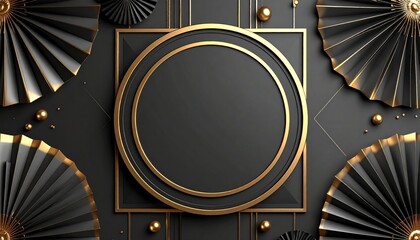 Poster - Elegant Art Deco Exhibition Background with Golden Accents and Space
