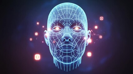 Digital Humanoid Head AI Artificial Intelligence Network Neural Network System Futuristic Technology Concept