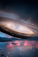 Wall Mural - Cosmic ring over a tranquil lake
