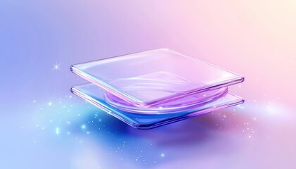 Wall Mural - abstract purple pink blue glass plates overlay
