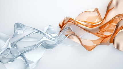 Wall Mural - abstract silver and orange fluid flowing background
