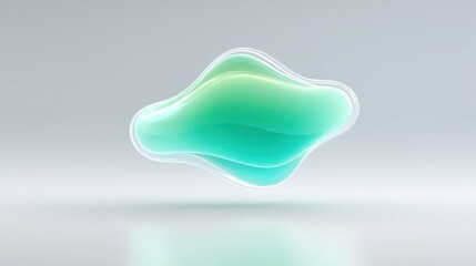 Wall Mural - abstract teal green glass blob on white background