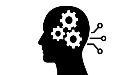Poster - Minimalist ai silhouettes neural network machine learning face scan tech vector