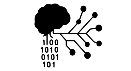 Poster - Minimalist ai silhouettes neural network machine learning face scan tech vector