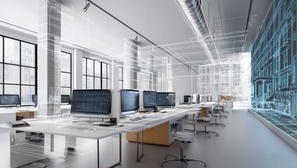 Poster - Empty classroom scene depicted through advanced generative AI, showcasing a calm learning space.