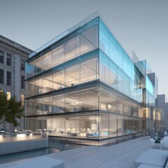 Poster - Modern building BIM model visualized using advanced AI and cutting-edge technology tools.