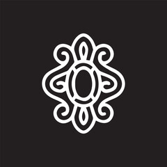 Poster - Elegant Abstract Decoration Intricate White Design on Deep Black Backdrop
