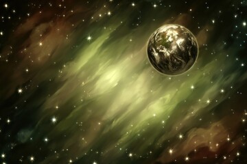 earth in a swirling nebula
