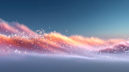 Wall Mural - digital particles over dark blue gradient background