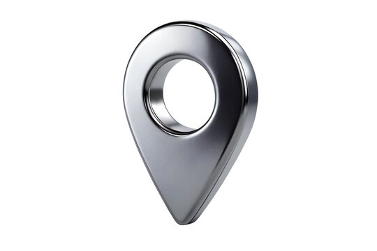 Sleek Metallic Map Pointer Icon 3D Rendered Location Marker for Navigation Apps and Websites