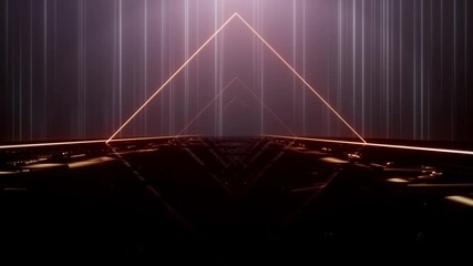 Wall Mural - glowing neon light rings spinning deeply in seamless cyber loop