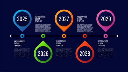 Aufkleber - Timeline Infographic Template. Five Processes or Steps Infographic Layout with Place for Data