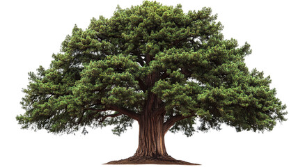 Wall Mural - Mature sprawling oak tree with verdant foliage — ultra-high-resolution PNG cutout on pure transparent background for landscape design, botanical art and sustainable architectural visualization