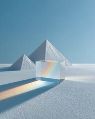 Aufkleber - Modern Quantum Education Concept with Laser Light Dispersion Through Crystal Prism Displaying Spectrum Effect in Minimalist Laboratory Setting