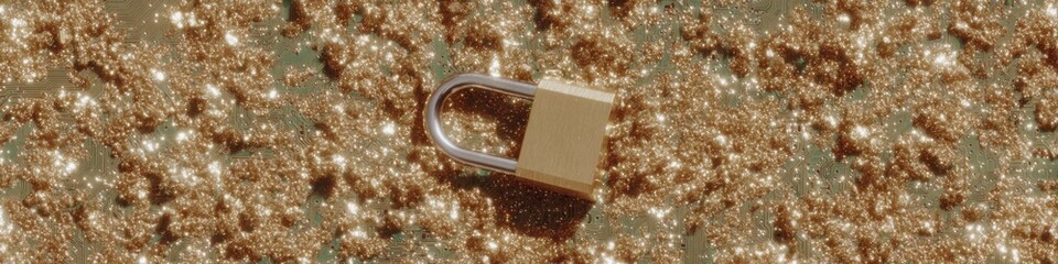 Aufkleber - AI Privacy Chip Padlock with Circuit Pattern Background Symbolizing Advanced Machine Learning Security in Digital Marketing and Tech Innovation