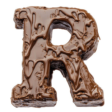 Wet mud alphabet letter R on isolated transparent cutout PNG Background