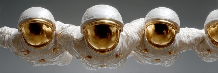 Aufkleber - Futuristic Orbital Mission with Astronauts Floating in Zero Gravity in Detailed Spacesuits Symbolizing Teamwork and Innovation in Space Exploration